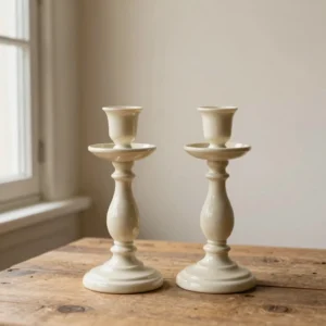 Fluted Ceramic Candlesticks
